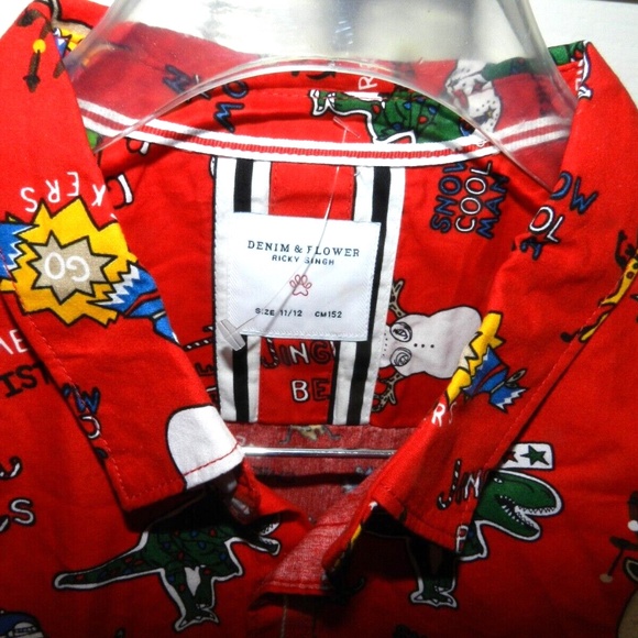 Boys Christmas Shirt Denim & Flower Ricky Singh Designer - Picture 4 of 6